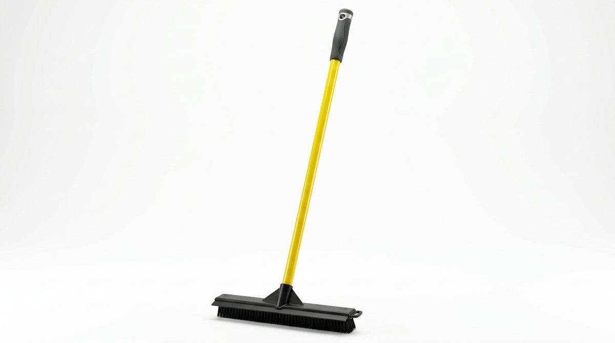 Rubber Bristle Pet Hair Broom with Squeegee Edge
