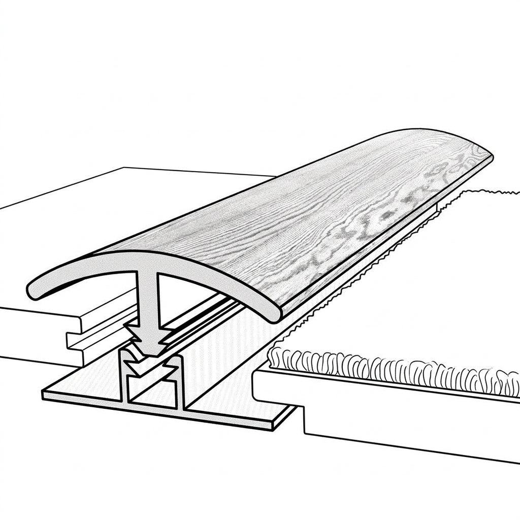 Aluminum Reducer Transition Strip, Tile-to-Wood